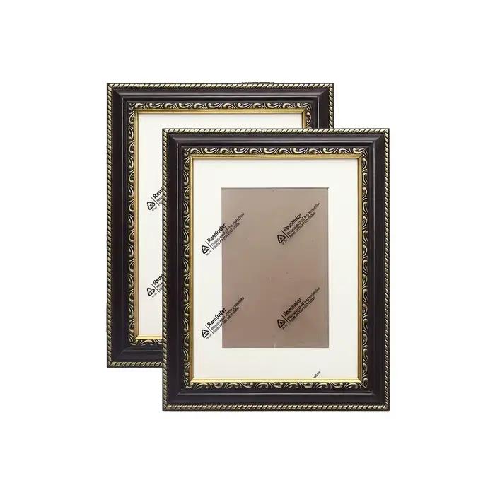 Lot de 2 cadres photo vintage brun foncé et or ornés, style baroque antique, pour mur, galerie ou pr