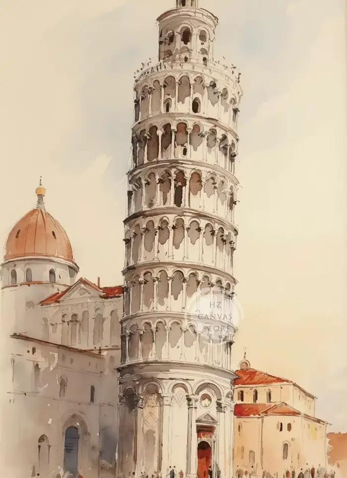 Toile imprimée de paysage urbain européen, ensemble de Paris, londres, Pisa, point de terre rustique