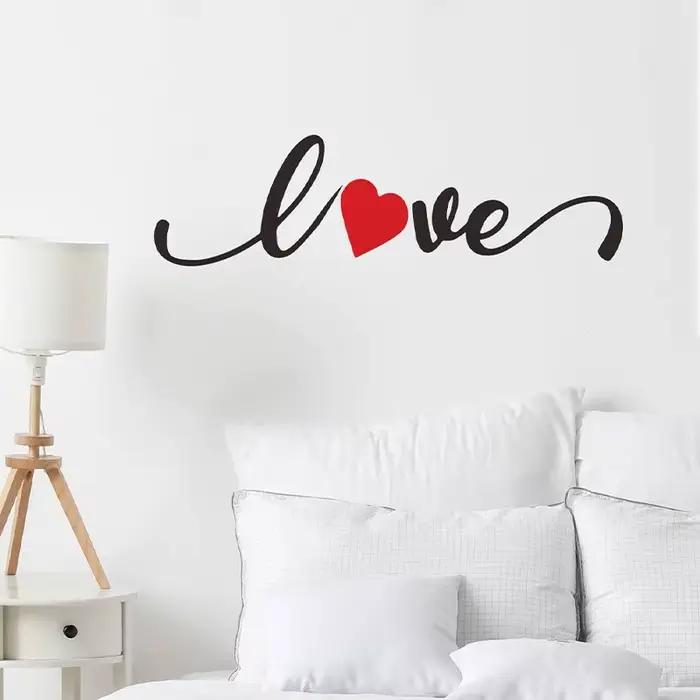 Autocollant mural en forme de cœur rouge LOVE, décoration de salon pour la Saint-Valentin, papier pe