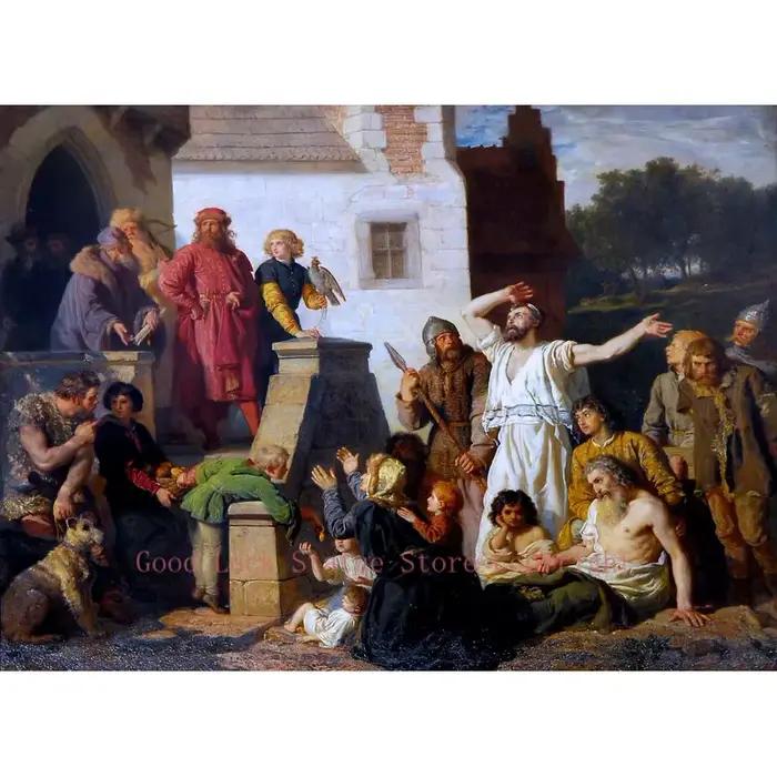 GOOD ART # Varsovie Judaïsme Wojciech Gerson La réception du kr. Casimir III-Peinture d'art sur toil