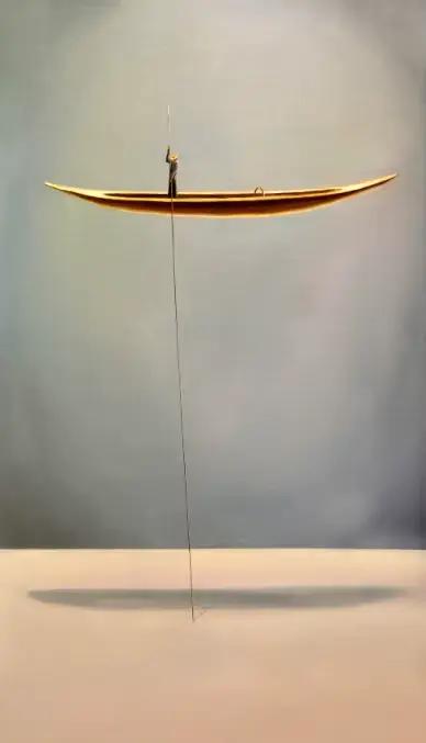 Peinture sur toile abstraite de bateau doré, affiches et impressions créatives de penseur solitaire