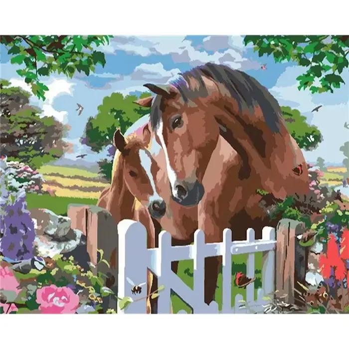 Peinture à l'huile par numéros pour adultes, cheval, chat, animal, peinture par numéros, décoration 