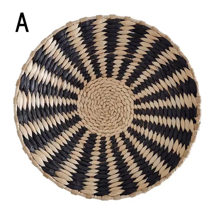 Décoration murale ronde tissée à la main de style marocain, décor de fond ethnique rétro créatif, or