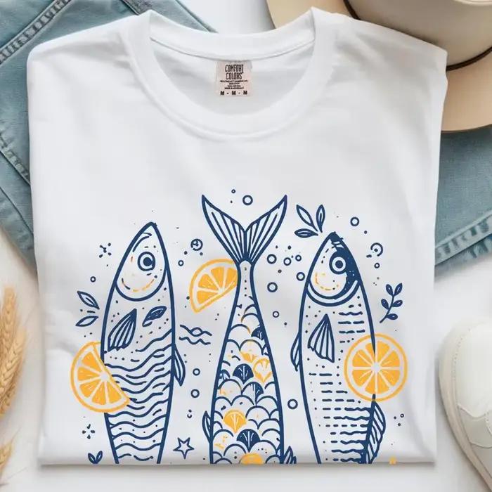 T-shirt Saison des Sardines, T-shirt Poisson, T-shirt Nautique Plage, T-shirt d'été, T-shirt Cuisine