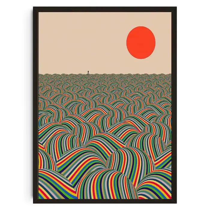 Peinture sur toile imprimée géométrique abstraite, Science fantastique, coucher de soleil, lune, sim