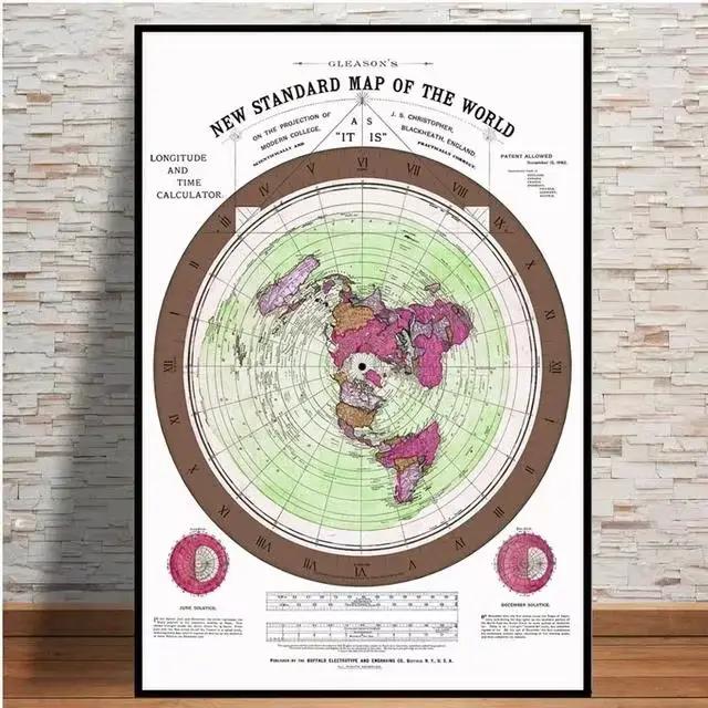 Affiches modernes de la carte du monde de la planète Terre plate, impressions sur toile, tableaux mu