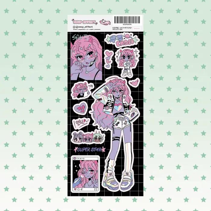 Autocollants de dessin animé coréen mignon doux Cool fille personnage autocollants manuel journal po