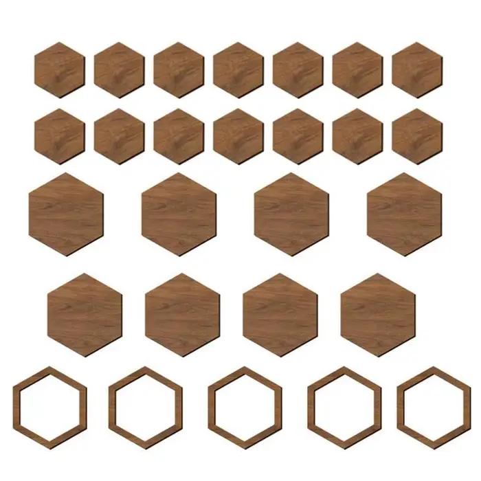 Décorations murales hexagonales 27 pièces, décorations hexagonales en bois antidérapantes, Art mural