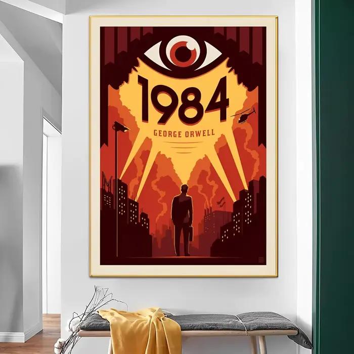 Affiches autocollantes de film George Orwell, autocollant rétro en papier Kraft, peinture murale d'a