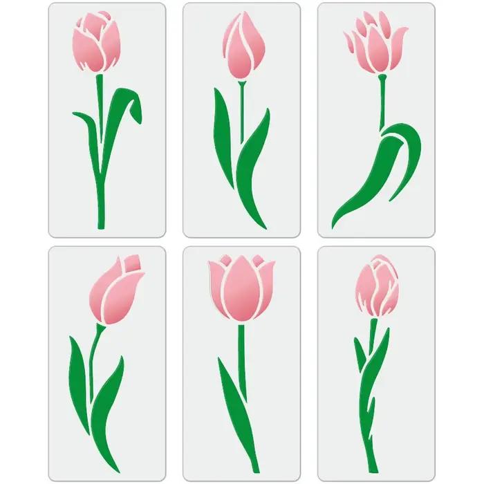 Pochoirs en forme de tulipe, 3x5.9 pouces, pour peinture sur carte murale en bois, modèles de bricol