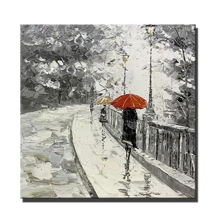 Peinture murale abstraite peinte à la main, peinture à l'huile de paysage sur toile, impression pers