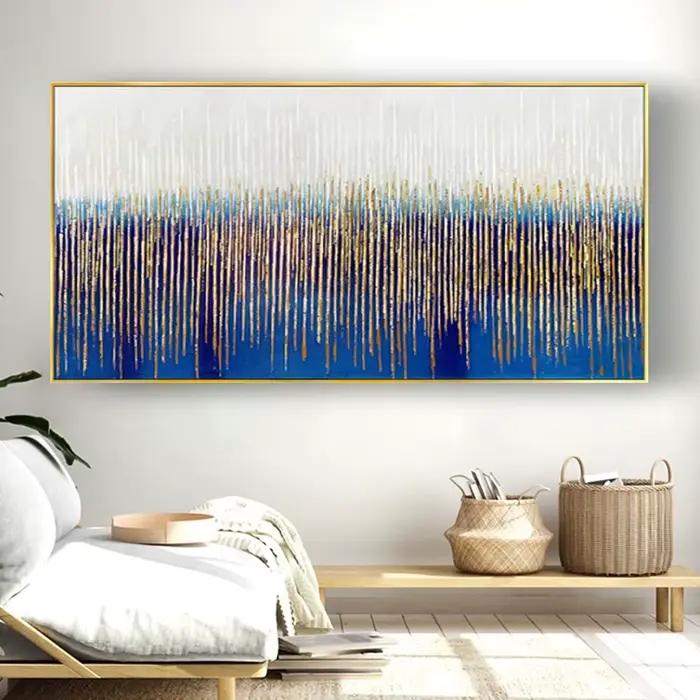 Peinture sur toile sans cadre, décoration moderne pour grand salon, nouveau design sur toile, bleu f