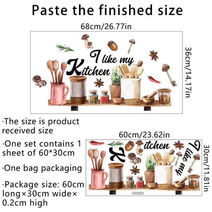 Autocollant mural motif I Like My Kitchen, 30x60cm, étiquette murale, arrière-plan créatif, pour la 