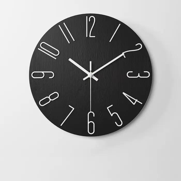 Horloge murale suspendue Simple de 12 pouces, forme ronde, silencieuse, décorative, numéro 3D, Insta