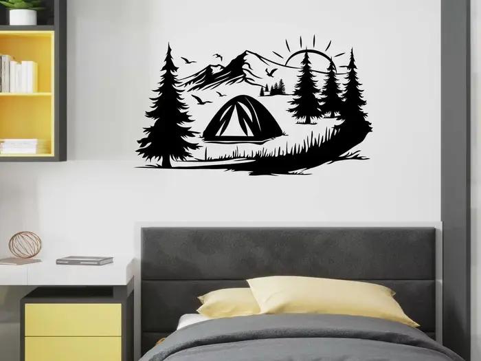 Camping Nature Stickers muraux montagnes voiture Van vinyle autocollant mural amovible décor décalco