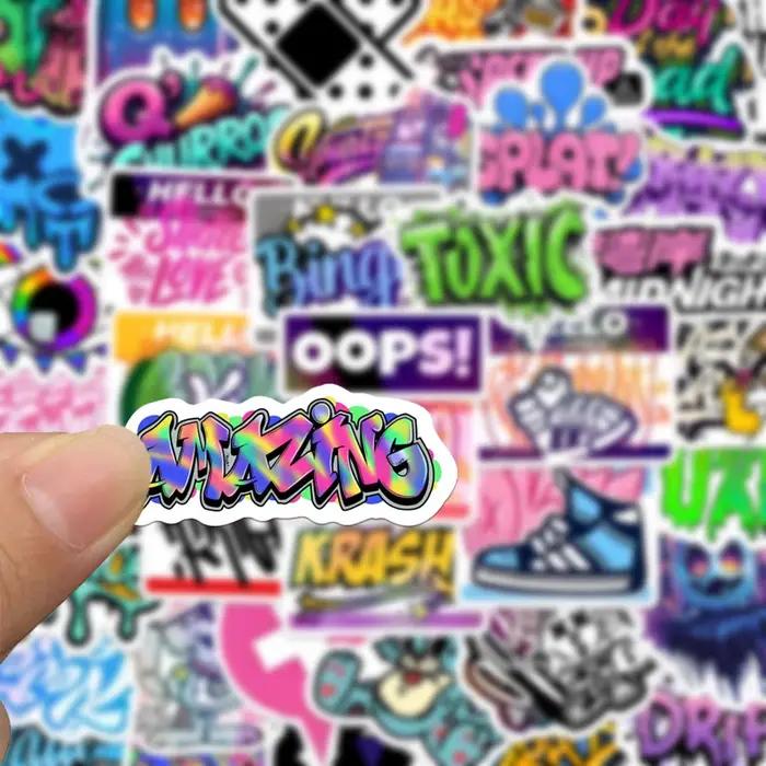 50 autocollants Street Art, autocollants graffiti laser, autocollants graffiti tendance, autocollant