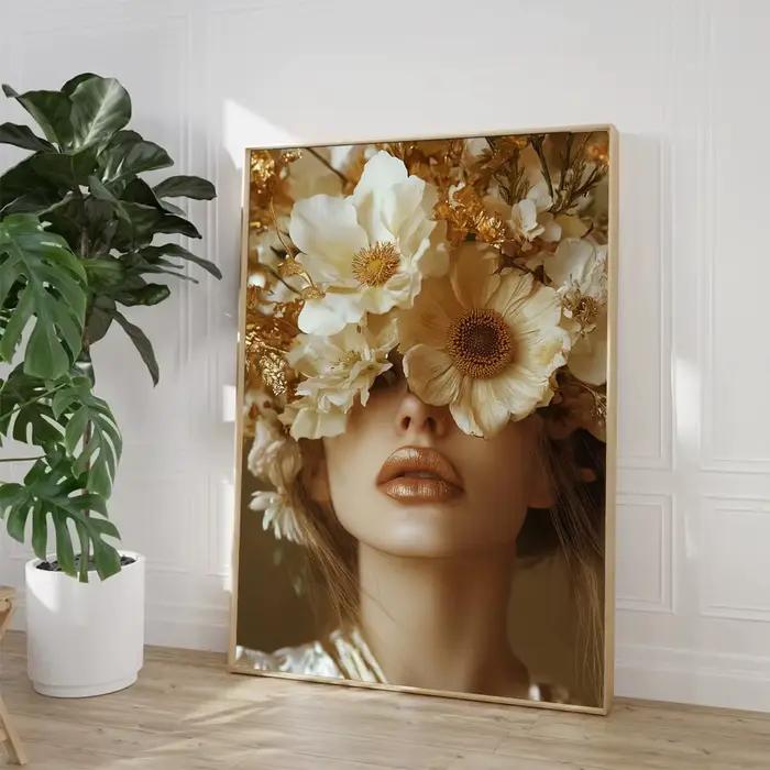 Affiche de femme victorienne avec couronne de fleurs