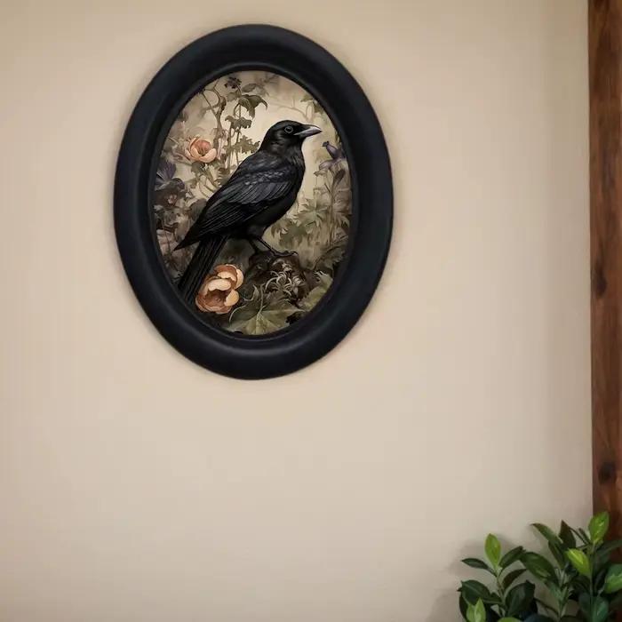 1 pièce, corbeau floral 3D Art mural animal rétro - Décoration en bois (525 * 4