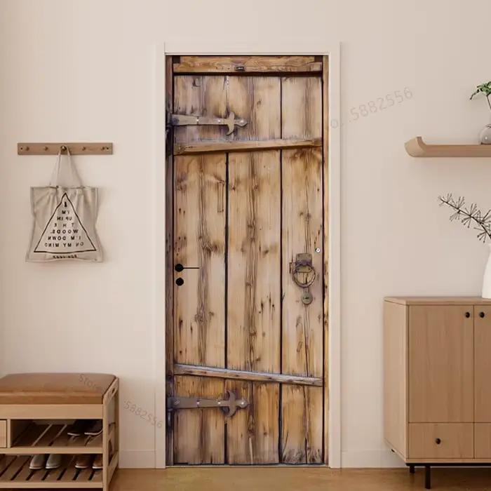 Autocollant de porte imitation bois