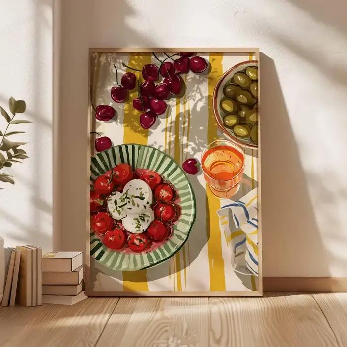 Impression d'art mural sur le thème de la cuisine méditerranéenne
