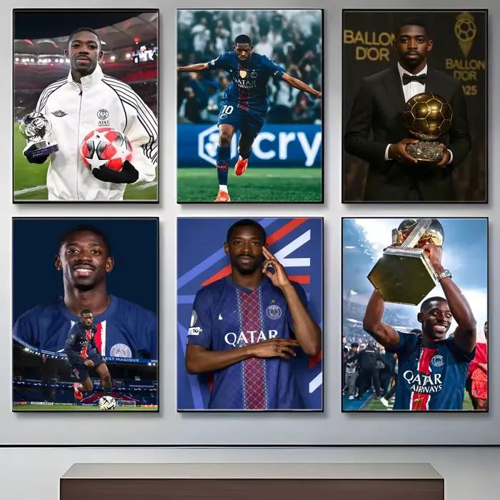Affiche autocollante d'athlète O-Ousmane Dembele, autocollant en papier imperméable, décoration murale pour café, bar, chambre