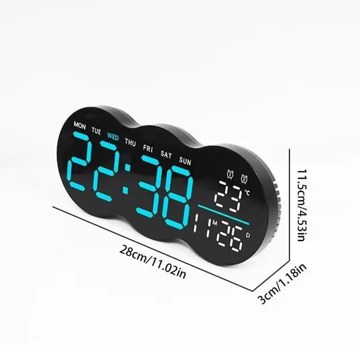 G6KF – horloge murale numérique LED, Design en forme nuage, avec télécommande, minuterie, projecteur inférieur pour élégantes