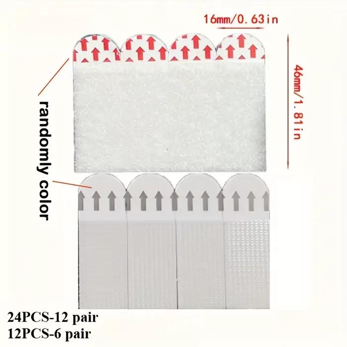 12/24 paires de crochets muraux adhésifs double face amovibles sans perçage pour cadres et œuvres d'art