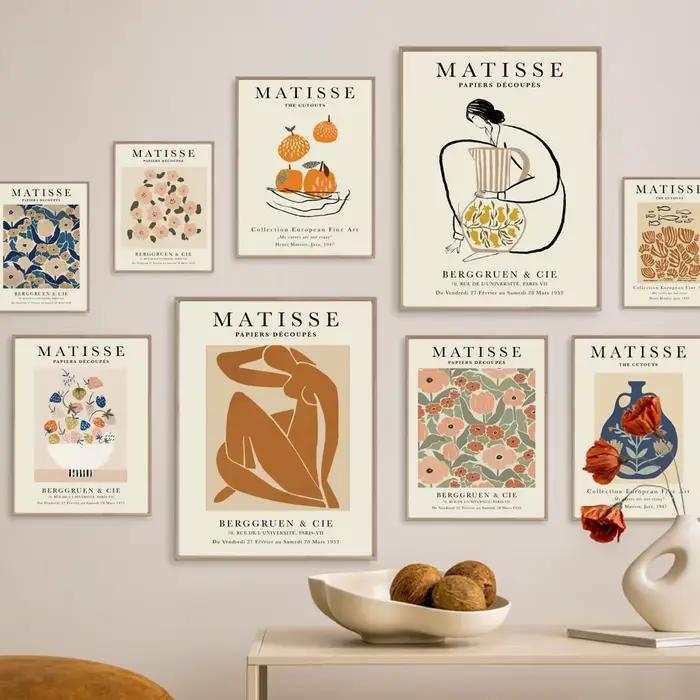 Peinture sur toile abstraite Matisse, femme, corps, vase à fleurs, art mural, affiche vintage nordique et impressions pour décoration de salon