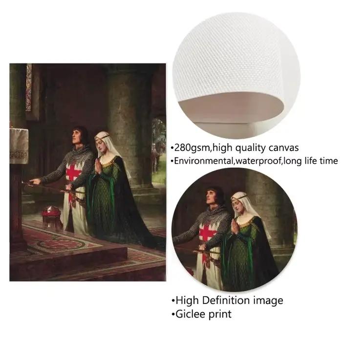 Peinture sur toile vintage sur le thème du chevalier médiéval Accolade