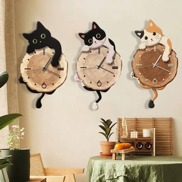 Horloge murale chat, pendule mignon