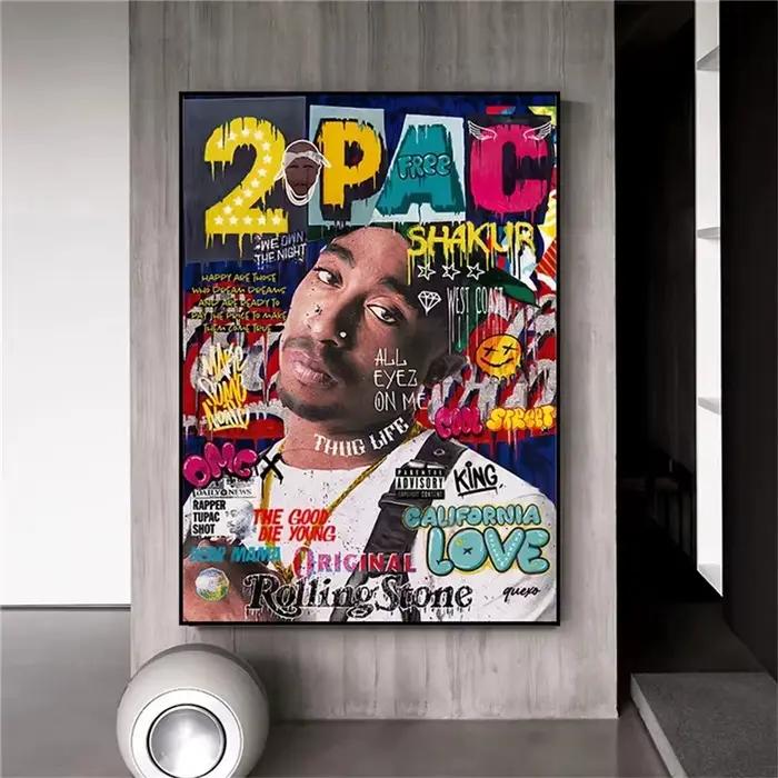 Pop rappeur – toile d'art Graffiti 2PAC, affiches et imprimés de Style Magazine, images murales pour décoration de salon