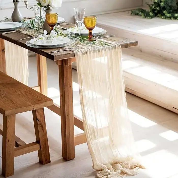 Chemin de Table en gaze semi-transparente vert sauge