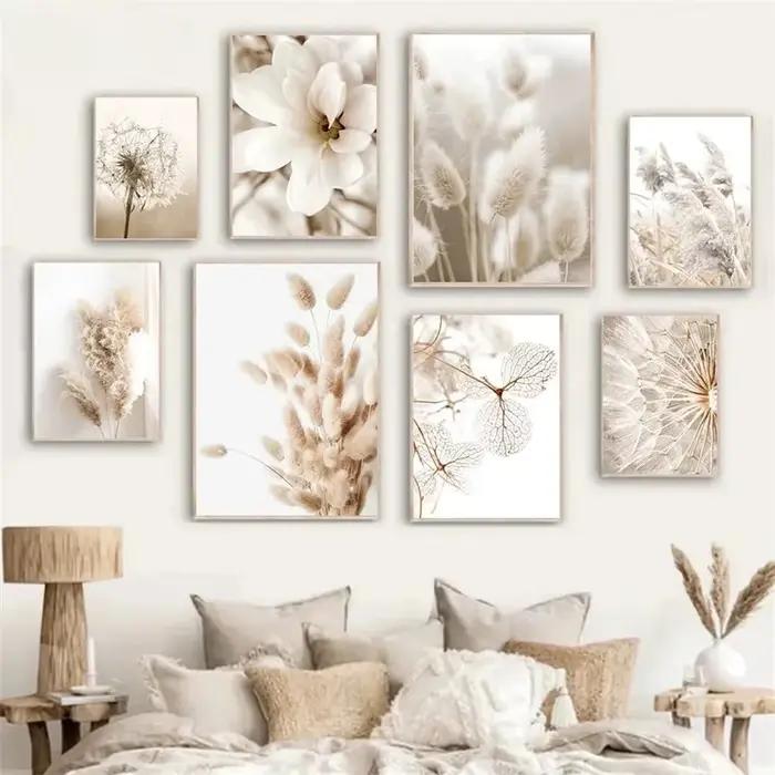 Affiche de peinture de pissenlit Beige nordique