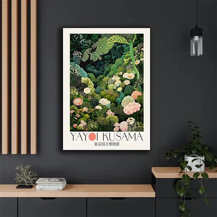 Affiche japonaise Yayoi Kusama inspirée du musée de Tokyo botanique