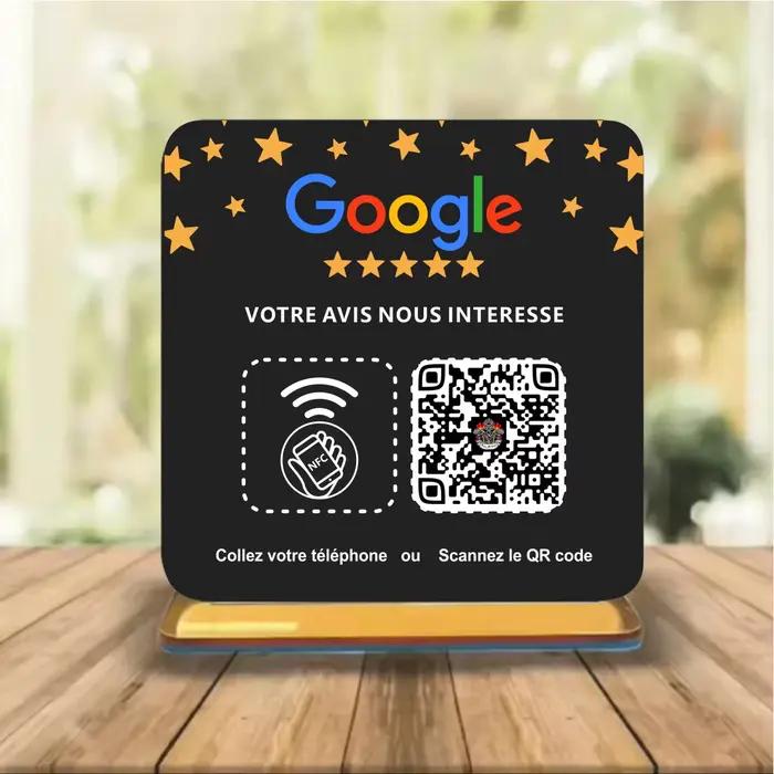 Panneau d'évaluation personnalisé de Google, code de numérisation NFC, panneaux de médias sociaux en acrylique, plaques d'évaluation de Google avec Base de support, décorations de magasin