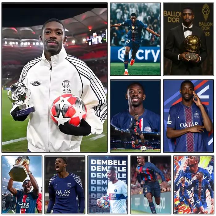 Affiche autocollante d'athlète O-Ousmane Dembele, autocollant en papier imperméable, décoration murale pour café, bar, chambre