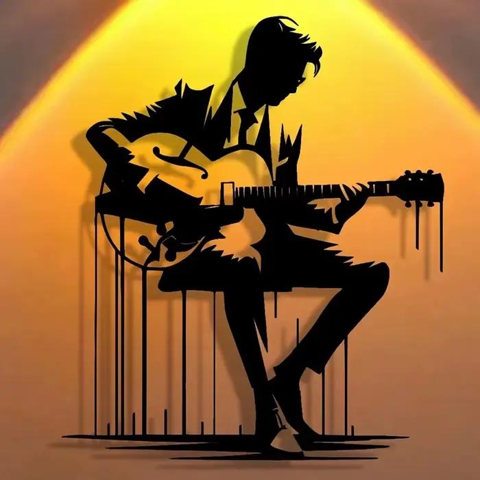 Art mural de guitare en métal abstrait