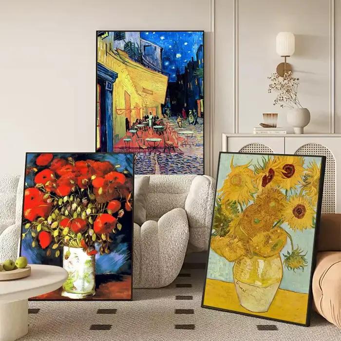 Van Gogh café terrasse la nuit peinture calligraphie toile affiche mur Art intérieur couloir décoration de la maison cadeaux de vacances