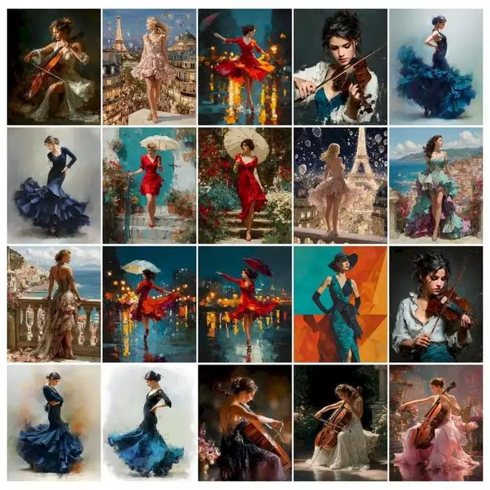 Gatyztoire peinture par numéros danseur bricolage photos