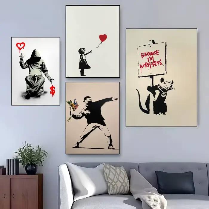 Banksy Street Graffiti affiche décorative HD art mur collant étanche maison salon chambre bar décoration esthétique