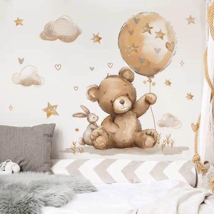 Autocollant mural ballon ours mignon pour enfants