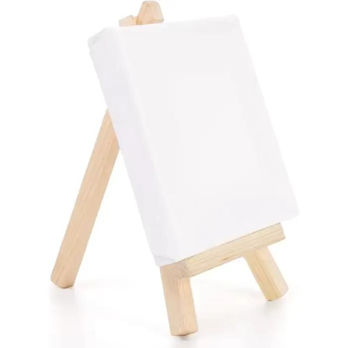 Lot de 6/12 mini toiles et chevalets – Chevalet en bois blanc apprêté