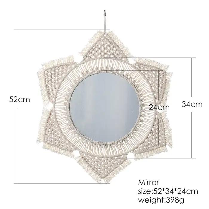 Grands miroirs muraux ronds en macramé, décoration pour la maison, style Boho, pour le salon et la chambre à coucher
