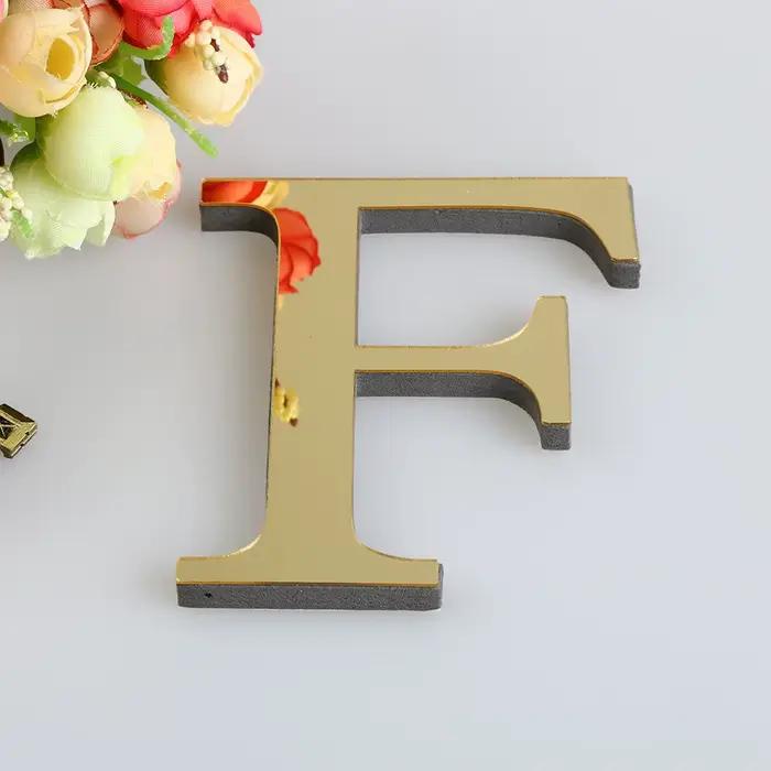 Autocollant mural miroir avec lettres anglaises 3D