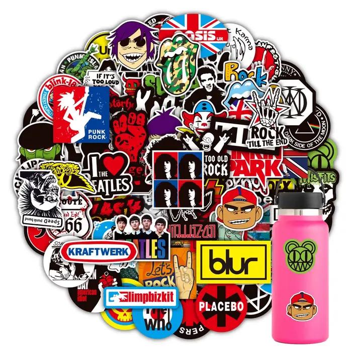 100 autocollants de groupe de rock and roll