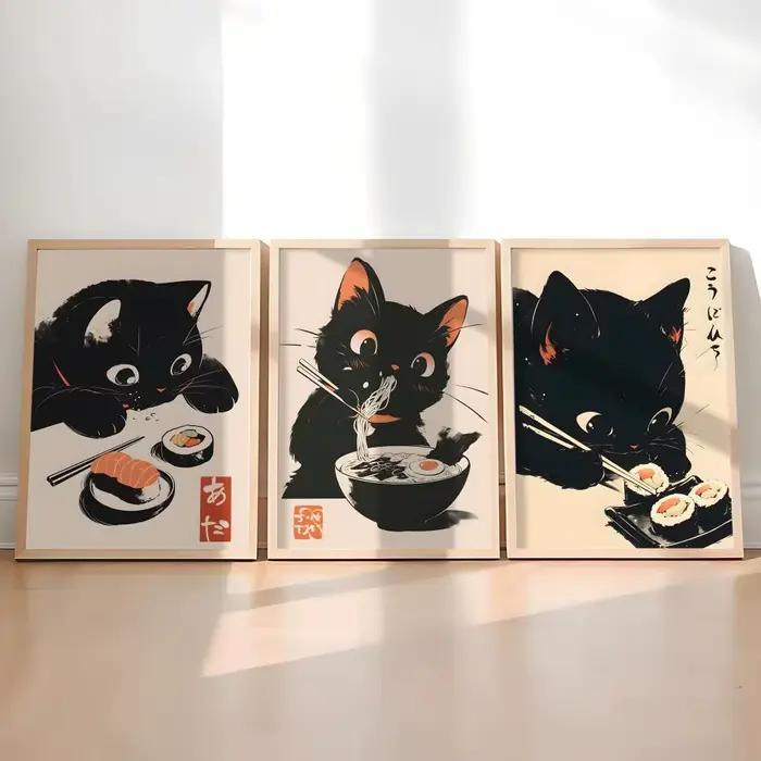 Edacity mignon BlackCat classique Style Vintage affiche Simple décoration autocollant adapté à la maison