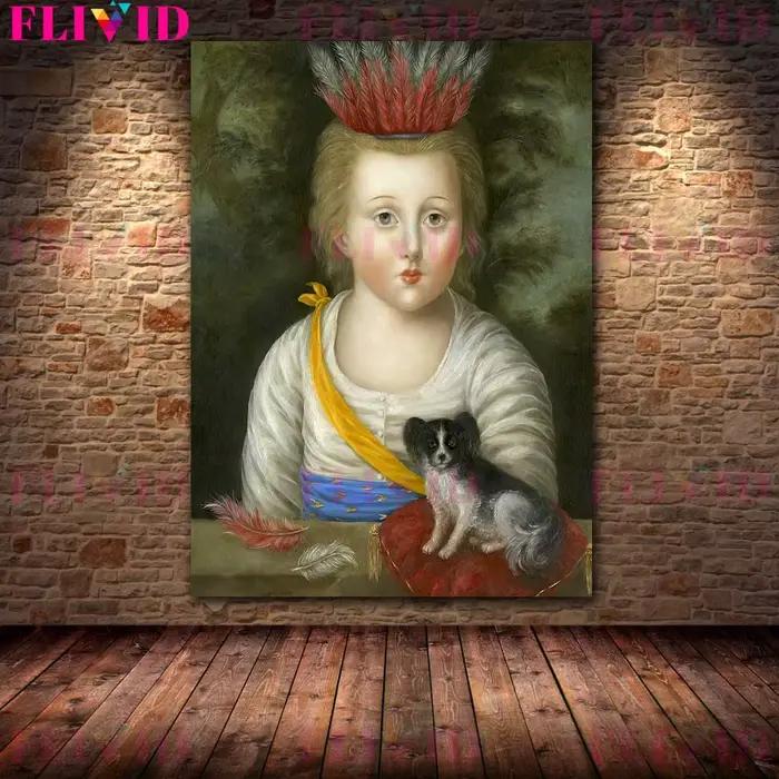 Adolescent portant des couronnes de fleurs victorien Vintage mur Art toile peinture nonne avec Bouquet Art abstrait affiche imprimer décor à la maison