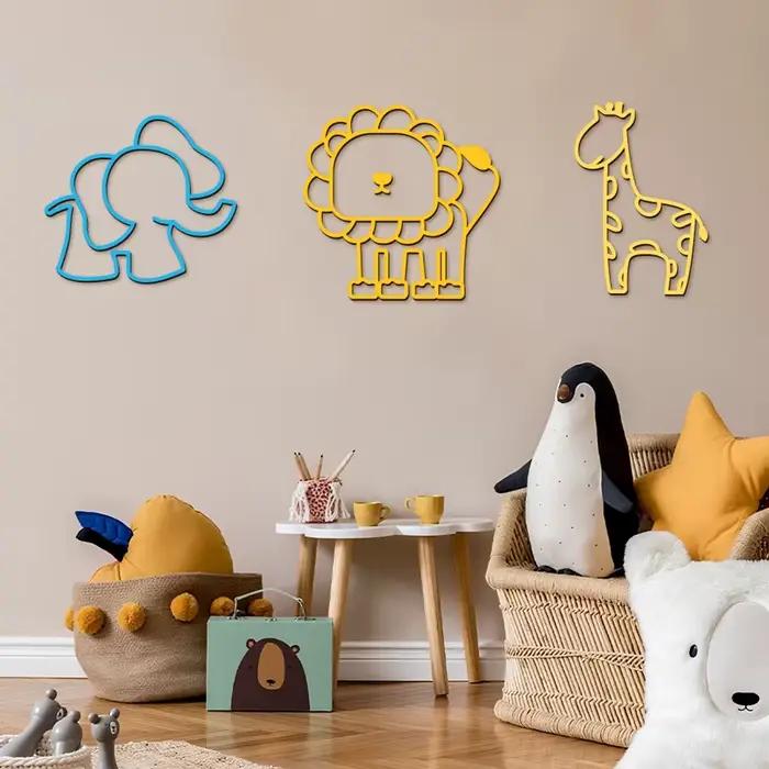 Autocollants muraux animaux en bois