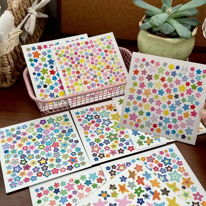 10 feuilles déco étoile autocollant ensemble Mini autocollants pour Scrapbooking papeterie bricolage téléphone bagages ordinateur portable valise décalcomanie