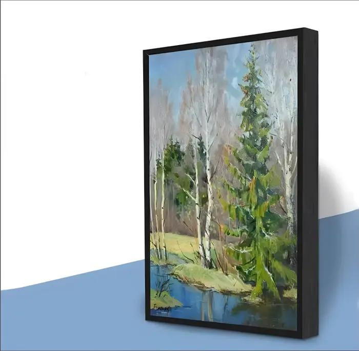 Cadre métallique en alliage d'aluminium, noir, or, couleur bois, couleur bois foncé, toile, peinture à l'huile décorative moderne, cadre photo sur toile